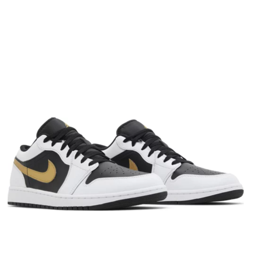 Air Jordan 1 Low White Black Metallic Gold Swoosh